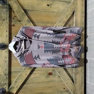 RUGGED TRIBAL HOODIE PULLOVER SWEATER W HANDWARMER SIZE LARGE